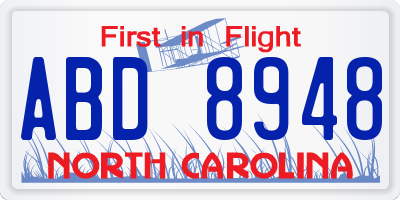 NC license plate ABD8948