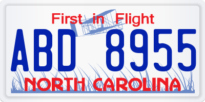 NC license plate ABD8955