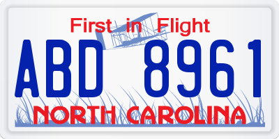 NC license plate ABD8961