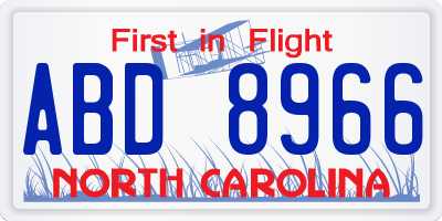 NC license plate ABD8966