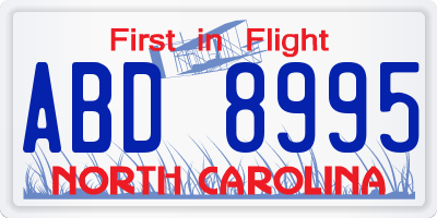NC license plate ABD8995
