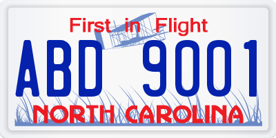 NC license plate ABD9001