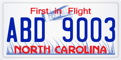 NC license plate ABD9003