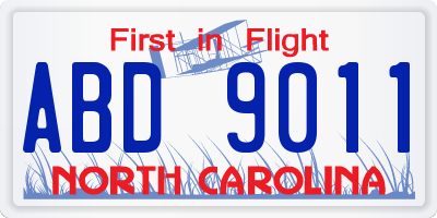 NC license plate ABD9011