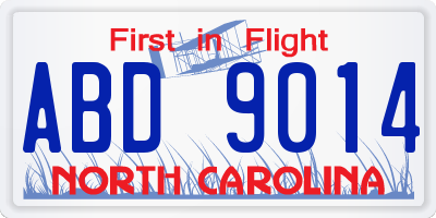 NC license plate ABD9014