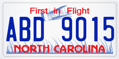NC license plate ABD9015