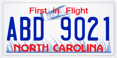 NC license plate ABD9021