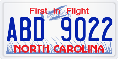 NC license plate ABD9022
