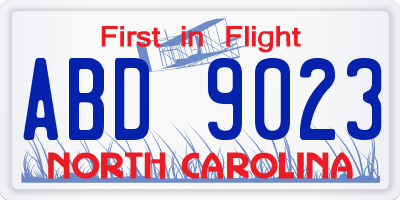NC license plate ABD9023