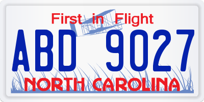 NC license plate ABD9027