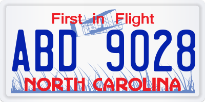 NC license plate ABD9028