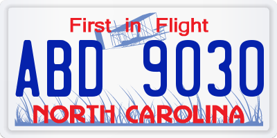 NC license plate ABD9030