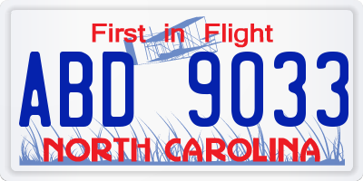 NC license plate ABD9033