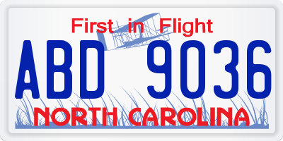 NC license plate ABD9036