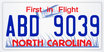NC license plate ABD9039