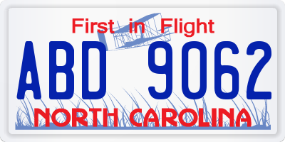 NC license plate ABD9062