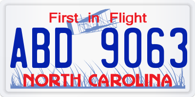 NC license plate ABD9063