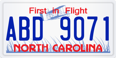 NC license plate ABD9071