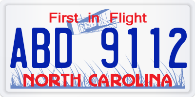 NC license plate ABD9112