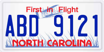 NC license plate ABD9121