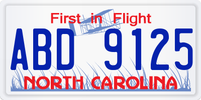 NC license plate ABD9125