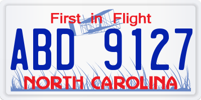 NC license plate ABD9127