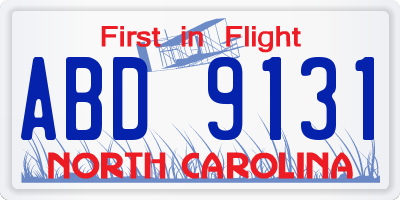 NC license plate ABD9131