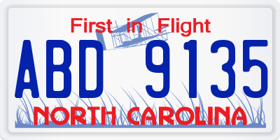 NC license plate ABD9135