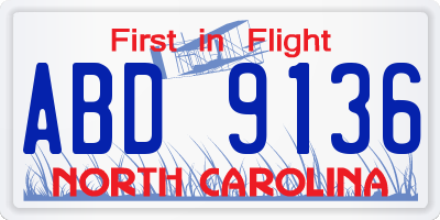 NC license plate ABD9136