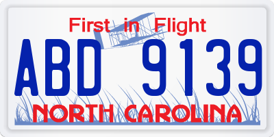 NC license plate ABD9139