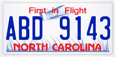 NC license plate ABD9143