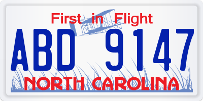 NC license plate ABD9147