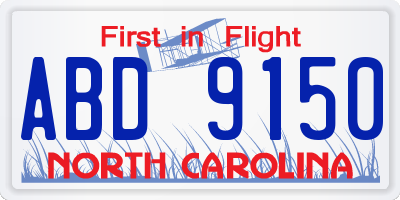 NC license plate ABD9150