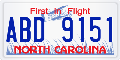 NC license plate ABD9151