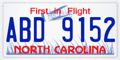 NC license plate ABD9152