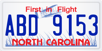 NC license plate ABD9153