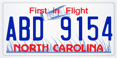 NC license plate ABD9154