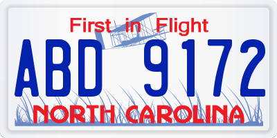 NC license plate ABD9172