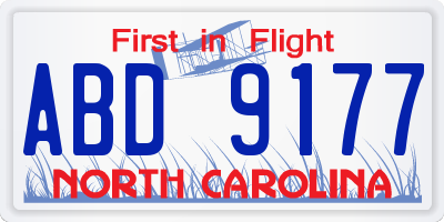 NC license plate ABD9177