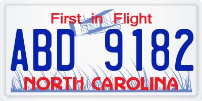 NC license plate ABD9182