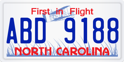 NC license plate ABD9188