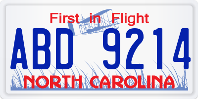 NC license plate ABD9214