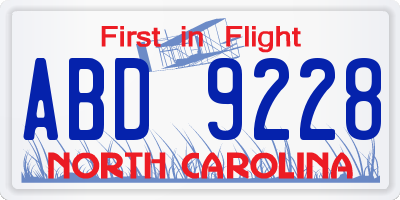 NC license plate ABD9228