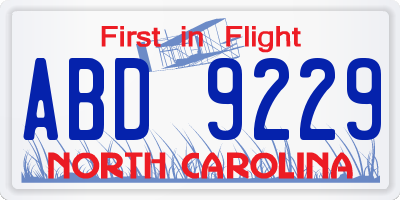 NC license plate ABD9229