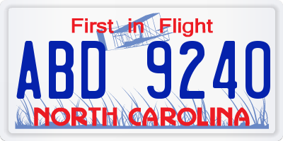 NC license plate ABD9240