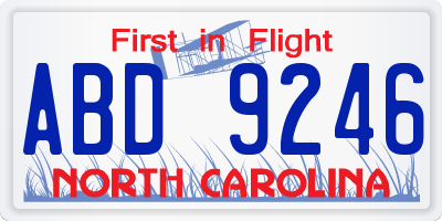 NC license plate ABD9246