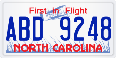 NC license plate ABD9248