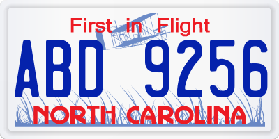 NC license plate ABD9256