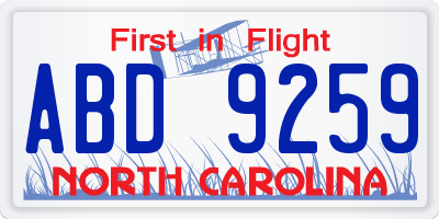 NC license plate ABD9259