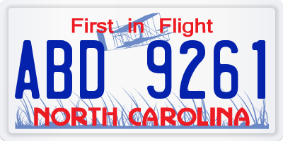 NC license plate ABD9261